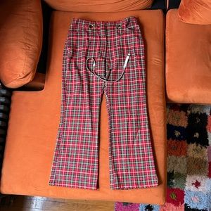 Miaou Red Plaid Morgan Flared Pants